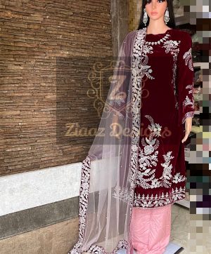 ZIAAZ DESIGNS 7773 P MARIA B VELVET SALWAR KAMEEZ