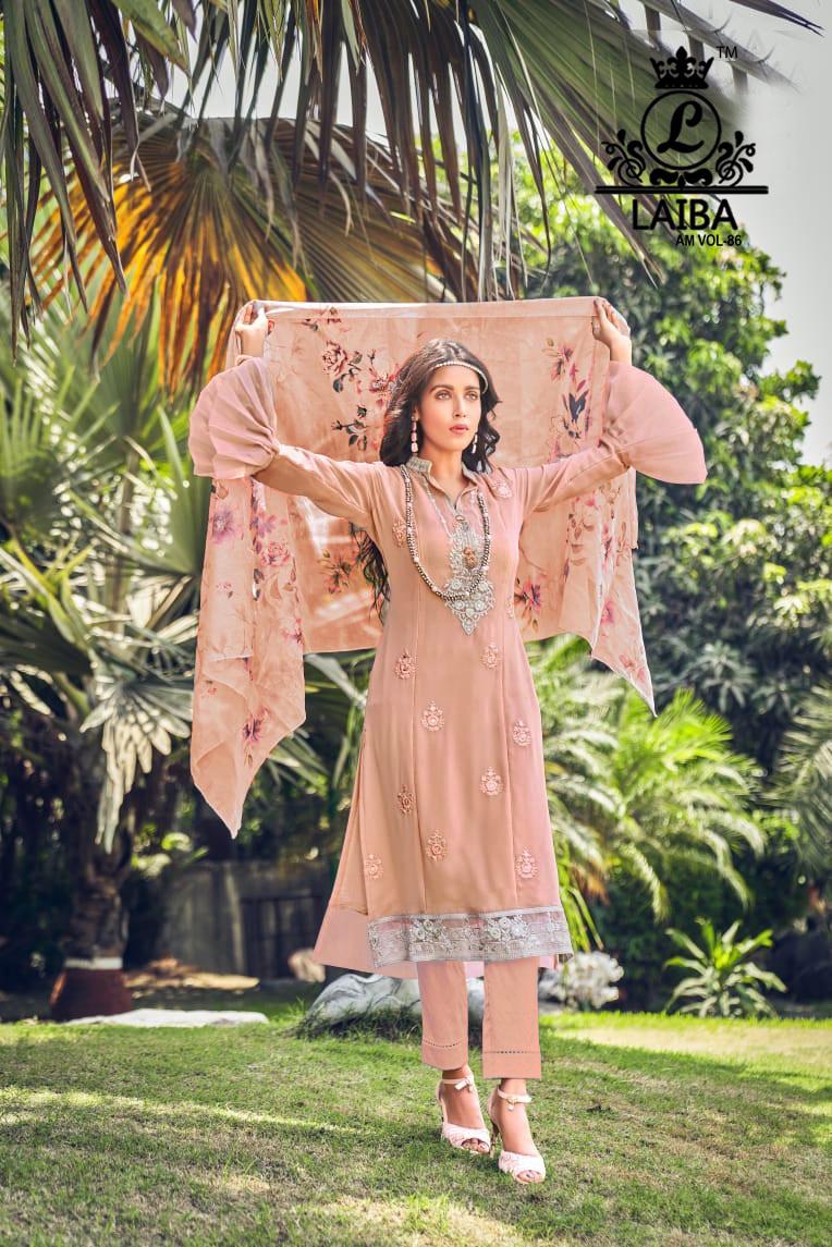 LAIBA AM VOL 86 PEACH DESIGNER TUNICS WHOLESALER