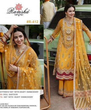 RAMSHA 412 YELLOW SALWAR KAMEEZ MANUFACTURER