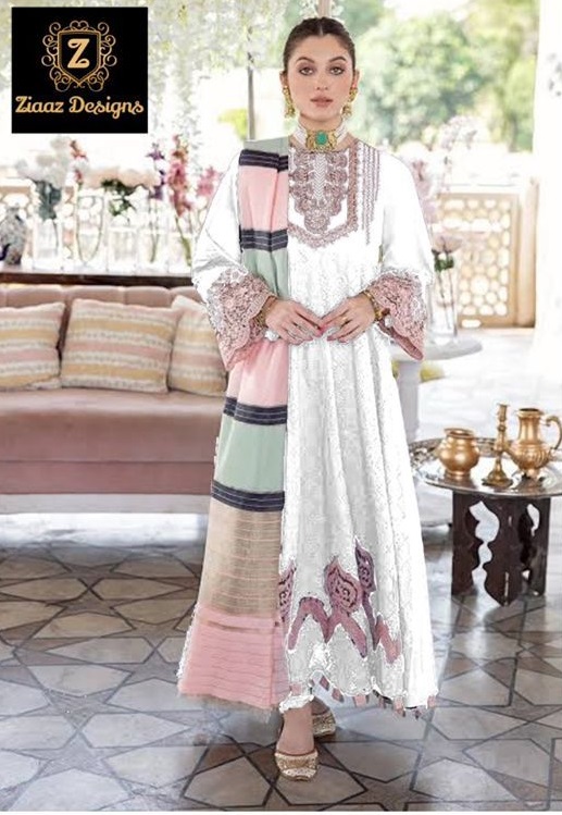 ZIAAZ Z SERIES VOL 2 WHITE SALWAR KAMEEZ MANUFACTURER