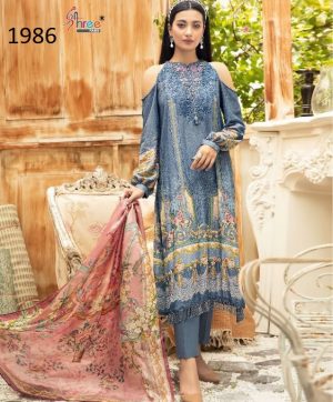 SHREE FABS 1986 PASHMINA MARIA B M PRINT SALWAR KAMEEZ