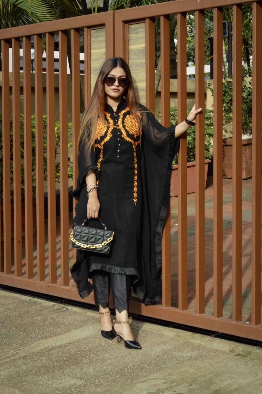 AL MEERA 1131 BLACK MUSTARD DESIGNER TUNICS WHOLESALER