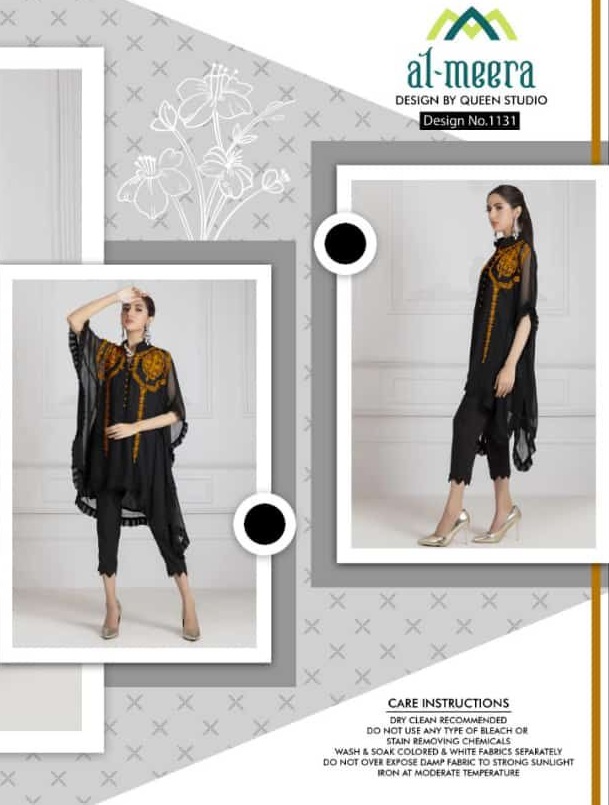 AL MEERA 1131 BLACK MUSTARD DESIGNER TUNICS WHOLESALER