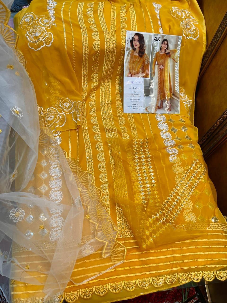 AL KHUSHBU 1018 YELLOW SALWAR KAMEEZ MANUFACTURER