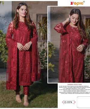 FEPIC 1174 ROSEMEEN RED SALWAR KAMEEZ