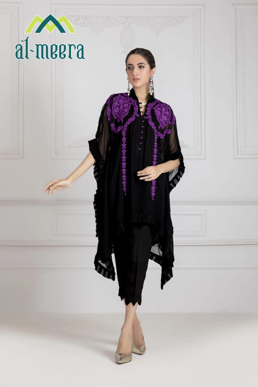 AL MEERA 1131 BLACK PURPLE DESIGNER TUNICS WHOLESALER