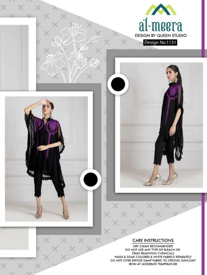 AL MEERA 1131 BLACK PURPLE DESIGNER TUNICS WHOLESALER