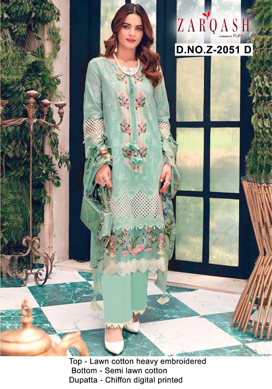 ZARQASH 2051 D ROUCHE 3 SALWAR KAMEEZ WHOLESALER