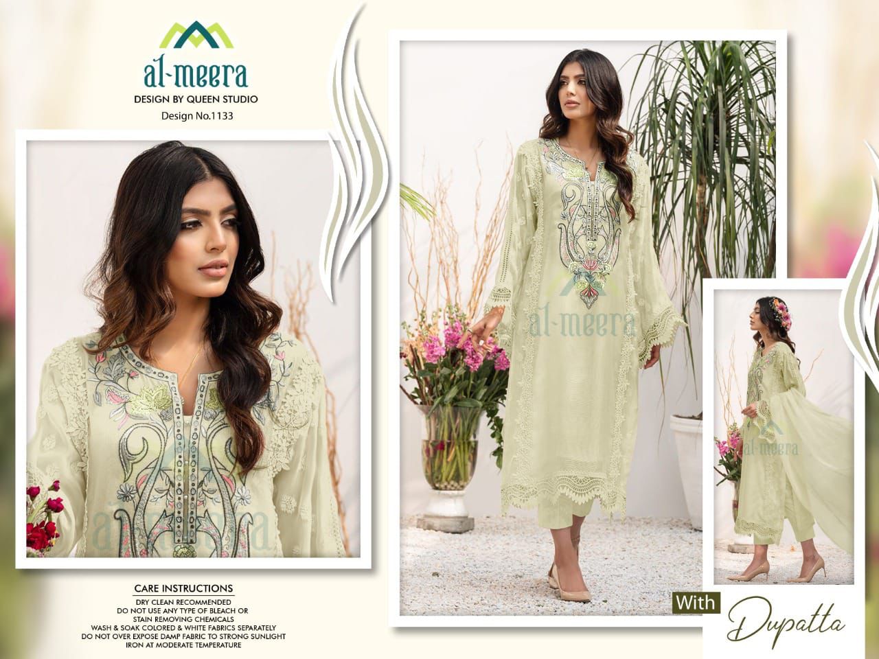 AL MEERA 1133 CREAM DESIGNER TUNIC WHOLESALER