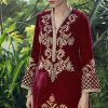 NAIMAT FASHION 1022 MAROON VELVET TUNIC WHOLESALER