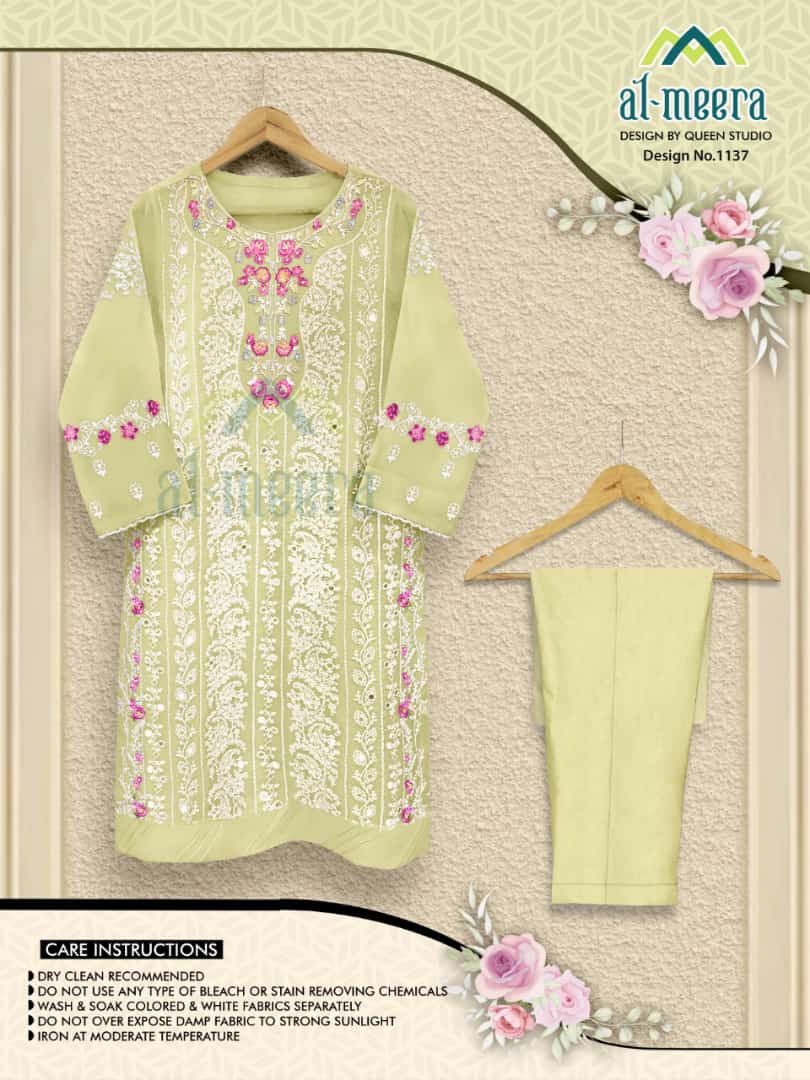 AL MEERA 1137 PISTA GREEN DESIGNER TUNIC WHOLESALER