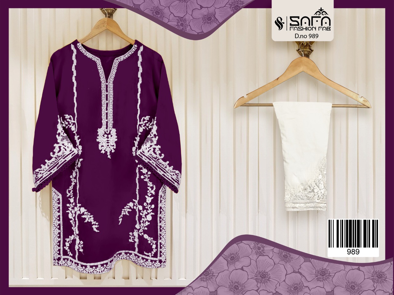 SAFA FASHION 989 PURPPLE DESIGNER TUNIC WITH CIGARETTE