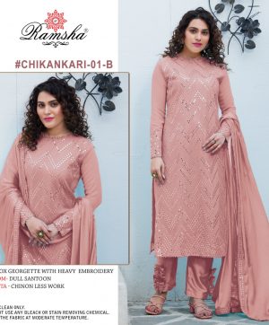 RAMSHA 01 B CHIKANKARI SALWAR KAMEEZ WHOLESAER