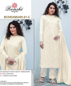 RAMSHA 01 C CHIKANKARI SALWAR KAMEEZ WHOLESAER