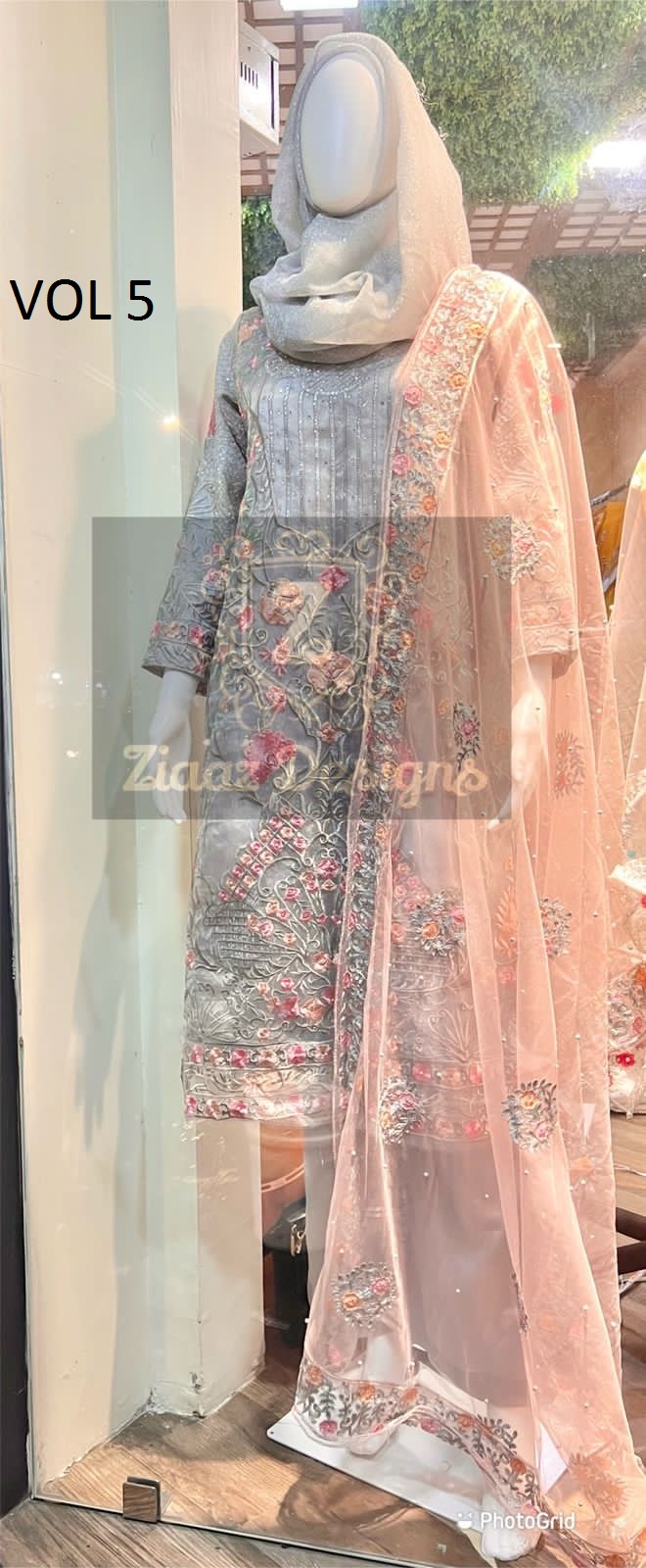 ZIAAZ DESIGNS NOOR VOL 5 GREY SALWAR KAMEEZ WHOLESALER