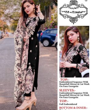 AL AYESHA BLACK PAKISTANI SALWAR KAMEEZ WHOLESALER