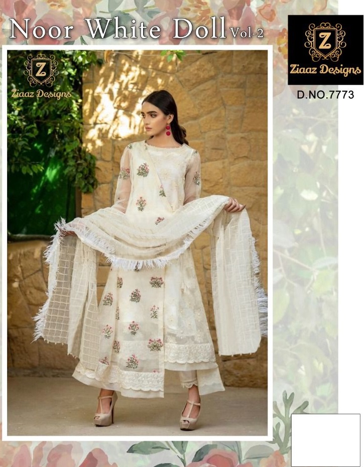 ZIAAZ DESIGNS NOOR WHITE DOLL VOL 2 SALWAR KAMEEZ WHOLESALER