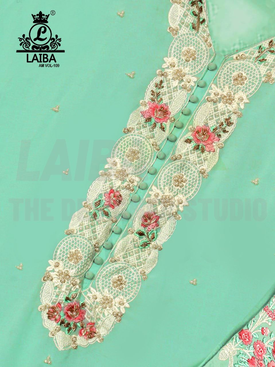 LAIBA AM VOL 109 SEA GREEN DESIGNER TUNICS WHOLESALER