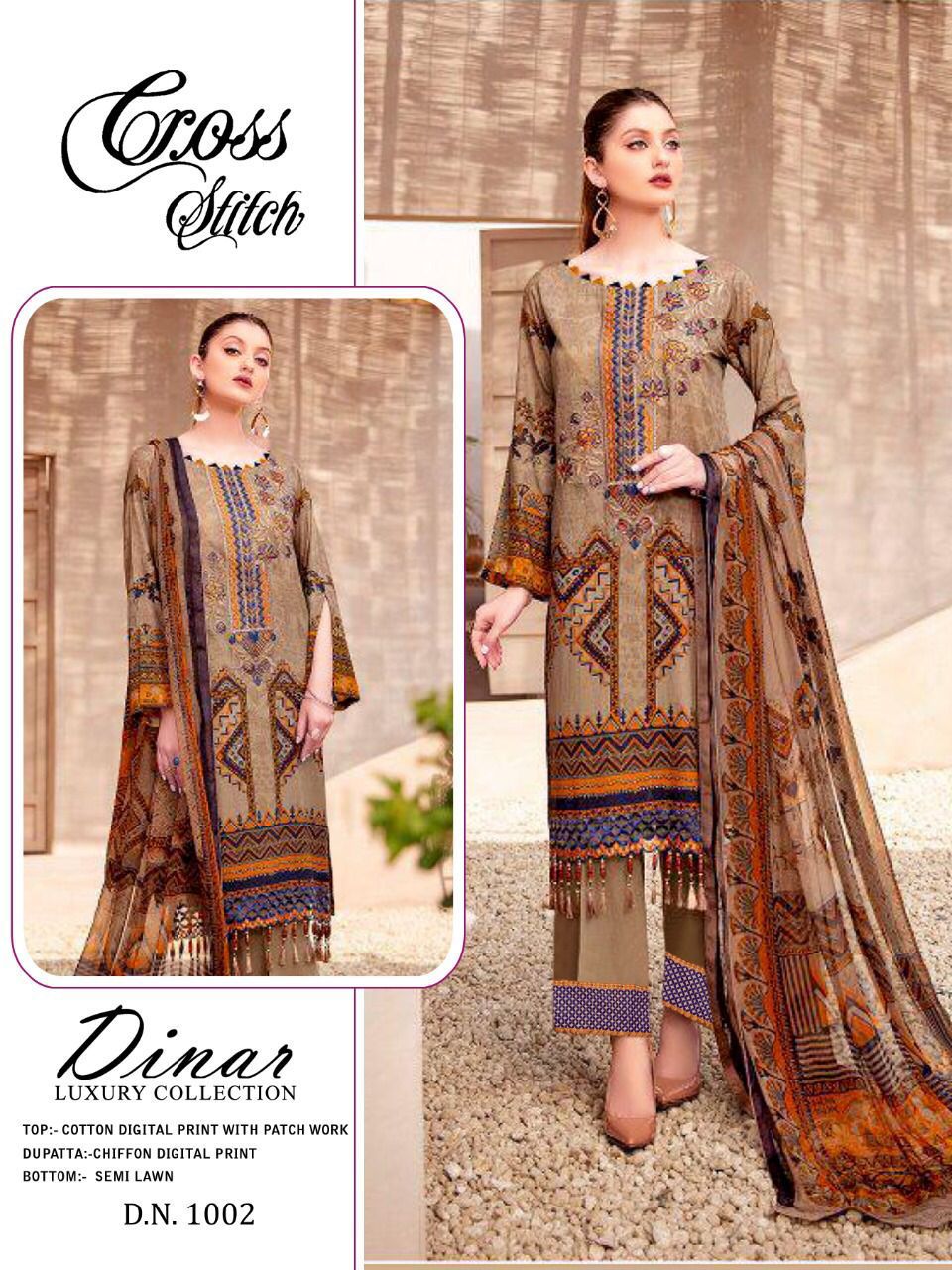 CROSS STITCH DINAR 1002 SALWAR KAMEEZ WHOLESALER