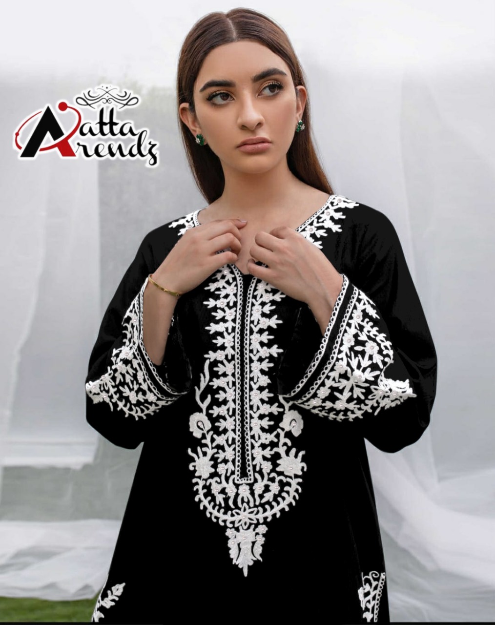 AATA TRENDZ 2702 BLACK READYMADDE DEDSIGNER TUNIC WHOLESALER