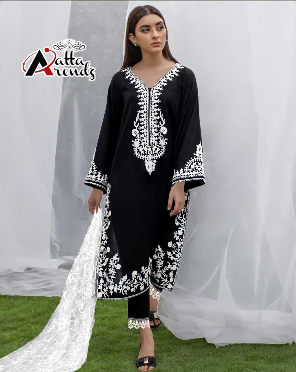 AATA TRENDZ 2702 BLACK READYMADDE DEDSIGNER TUNIC WHOLESALER