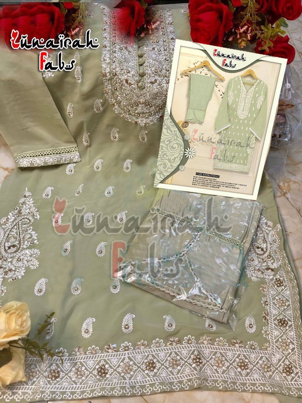 ZUNAIRAH FABS GREEN READYMADE TUNIC WHOLESALER