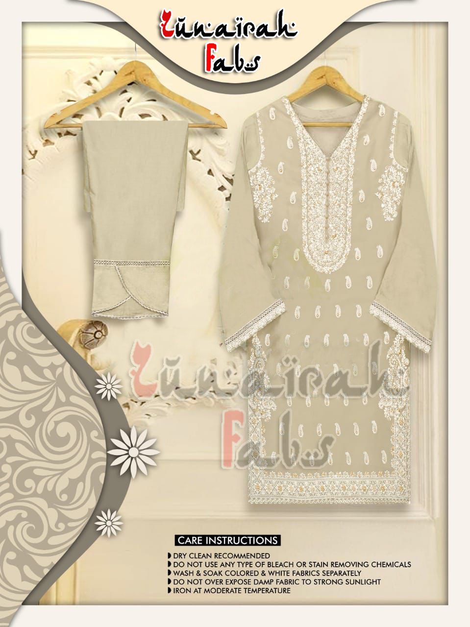 ZUNAIRAH FABS IVORY READYMADE TUNIC WHOLESALER