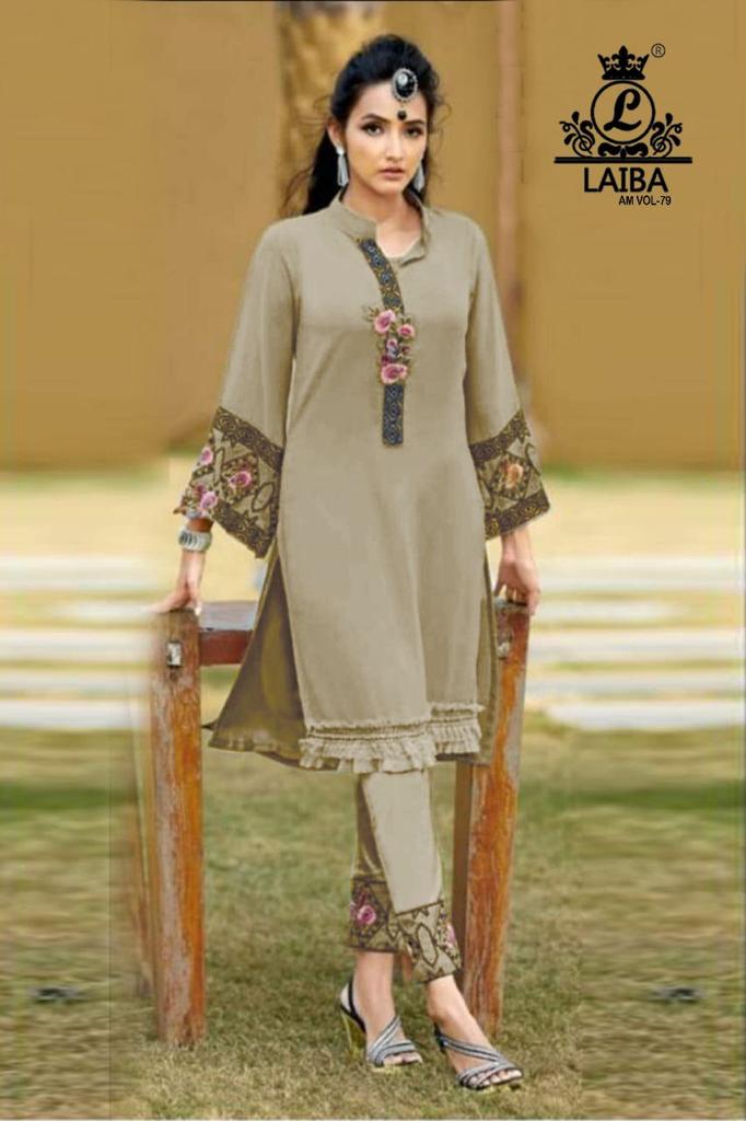 LAIBA AM VOL 79 MINT GREEN DESIGNER TUNIC WHOLESALER