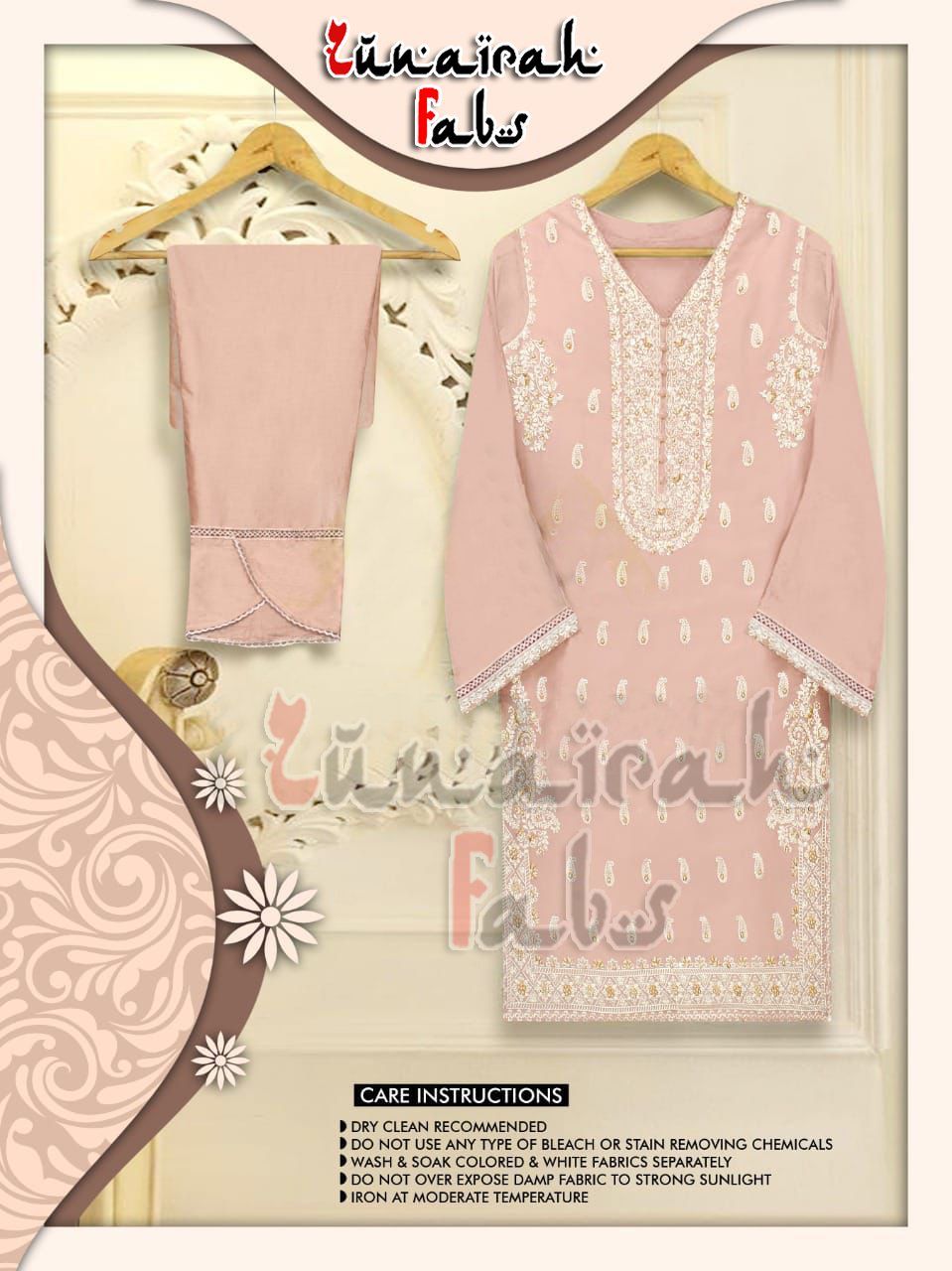 ZUNAIRAH FABS PEACH READYMADE TUNIC WHOLESALER