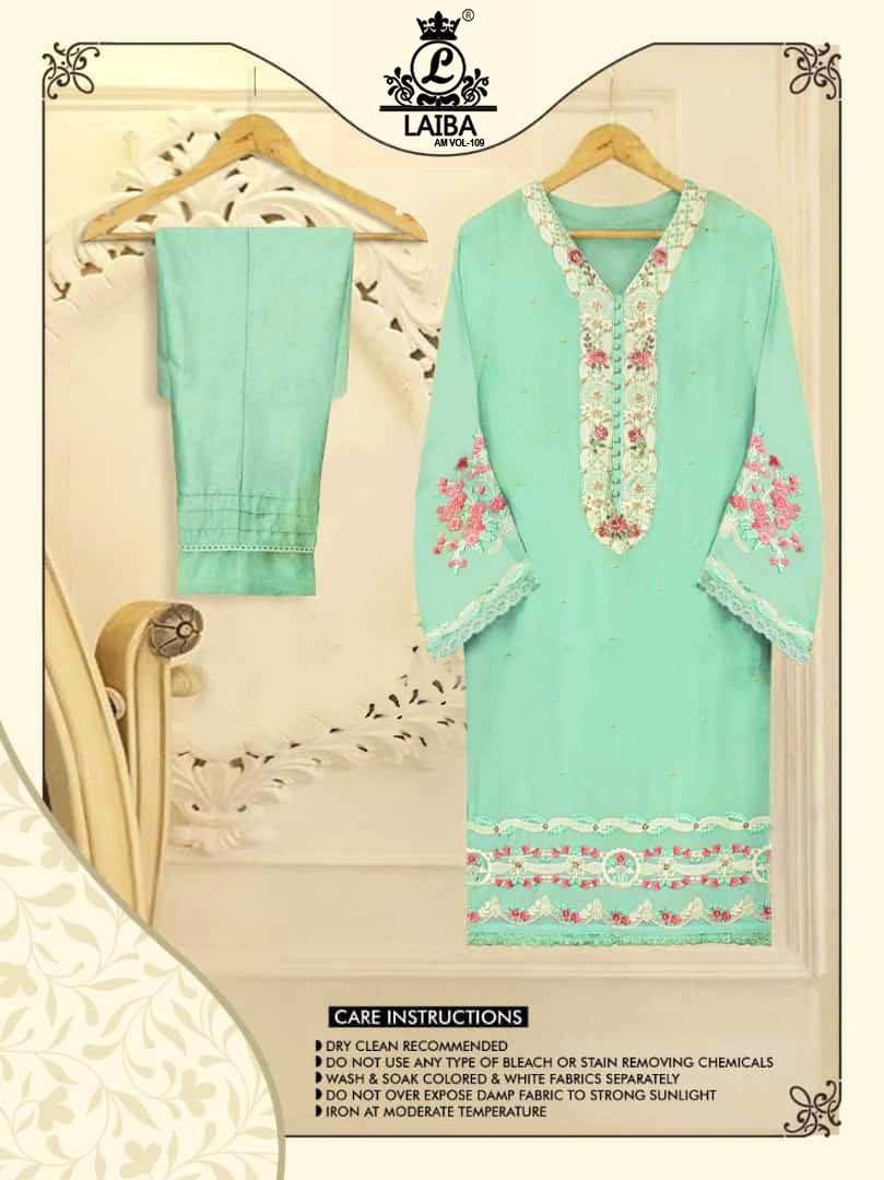 LAIBA AM VOL 109 SEA GREEN DESIGNER TUNICS WHOLESALER