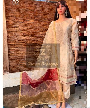 ZIAAZ NOOR 02 LIGHT BEIGE SALWAR KAMEEZ WHOLESALER