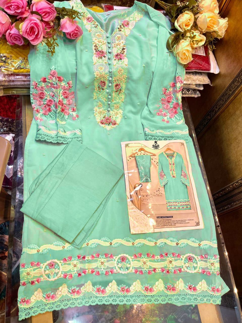 LAIBA AM VOL 109 SEA GREEN DESIGNER TUNICS WHOLESALER