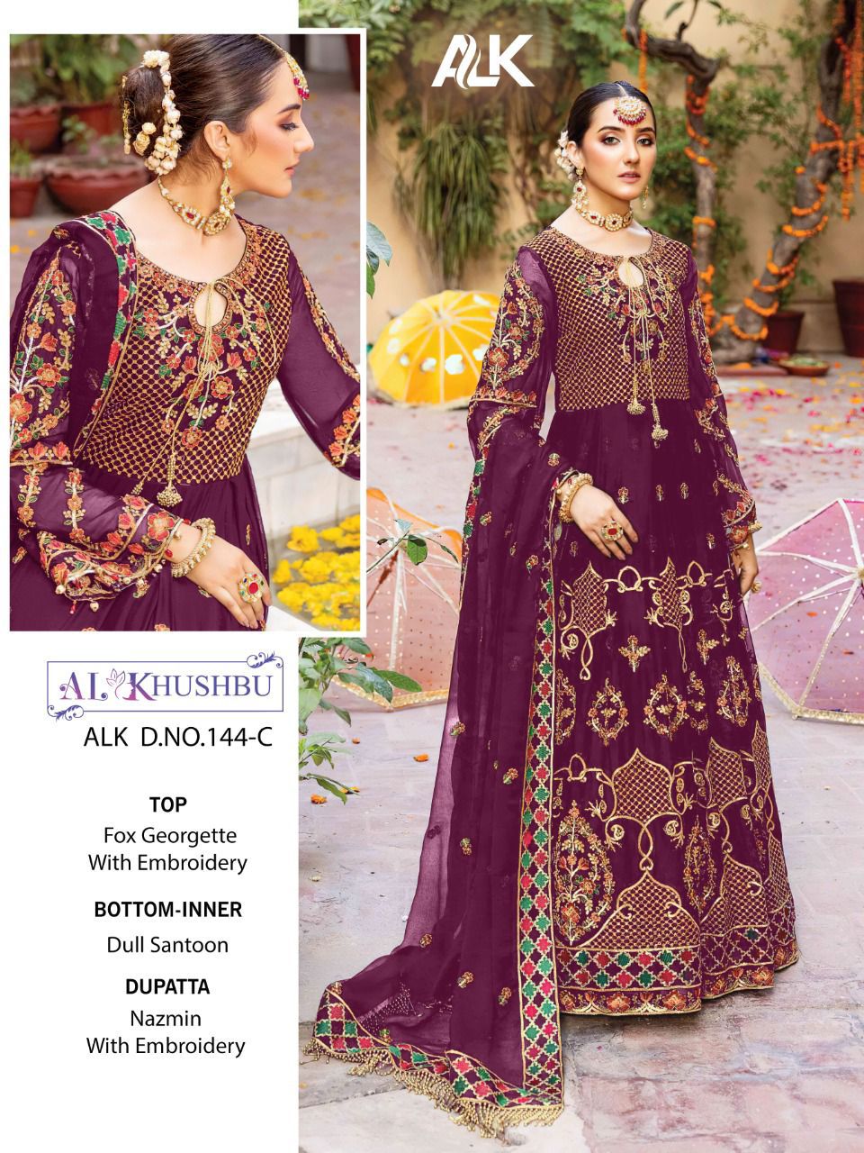 AL KHUSHBU 144 C PAKISTANI SALWAR KAMEEZ WHOLESALER