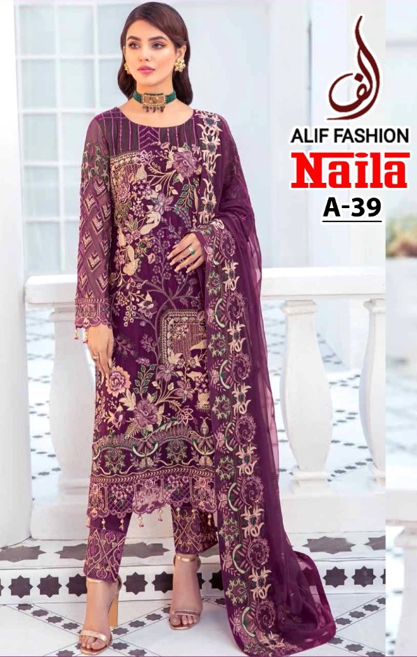 ALIF FASHION A 39 NAILA PAKISTANI SALWAR KAMEEZ WHOLESALER