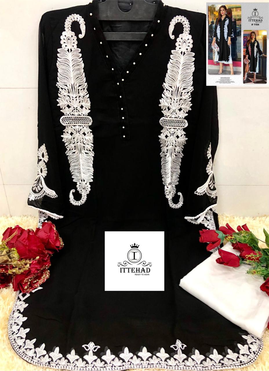 ITTEHAD 1104 BLACK READYMADE TUNIC COLLECTION