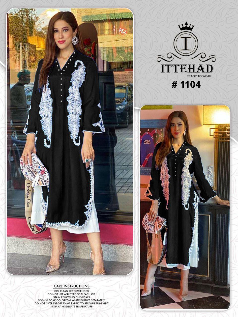 ITTEHAD 1104 BLACK READYMADE TUNIC COLLECTION