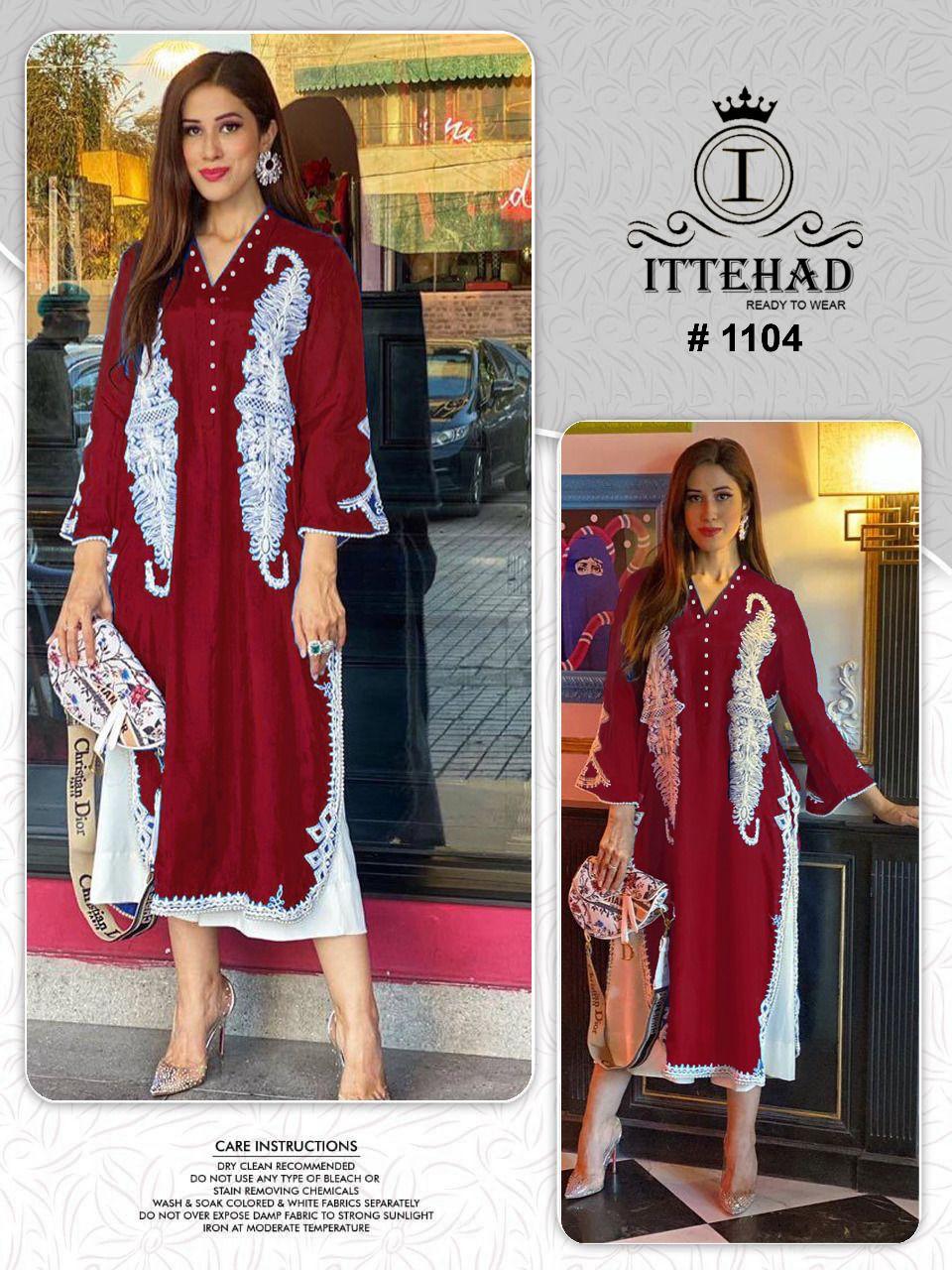 ITTEHAD 1104 PINK READYMADE TUNIC COLLECTION