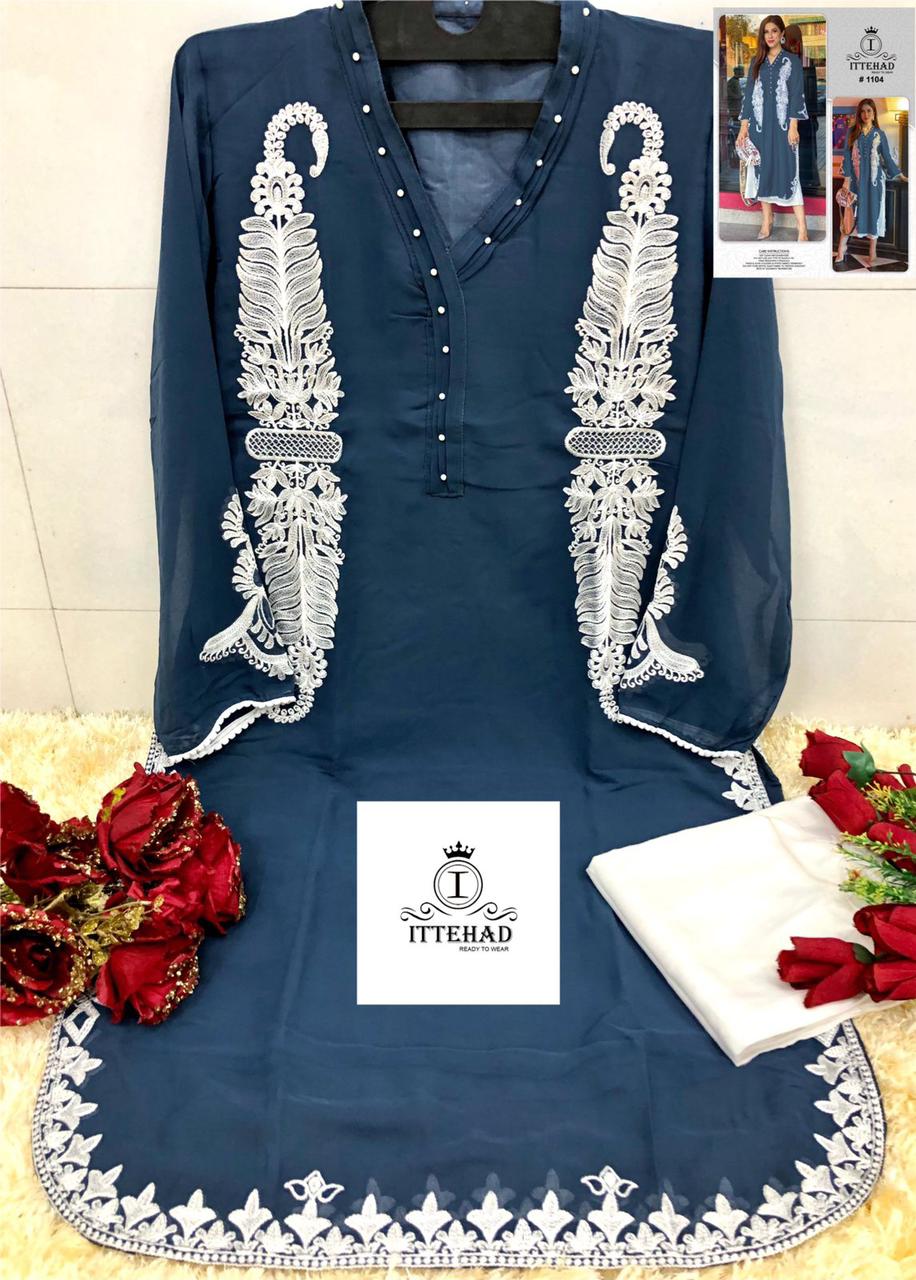 ITTEHAD 1104 SKY BLUE READYMADE TUNIC COLLECTION