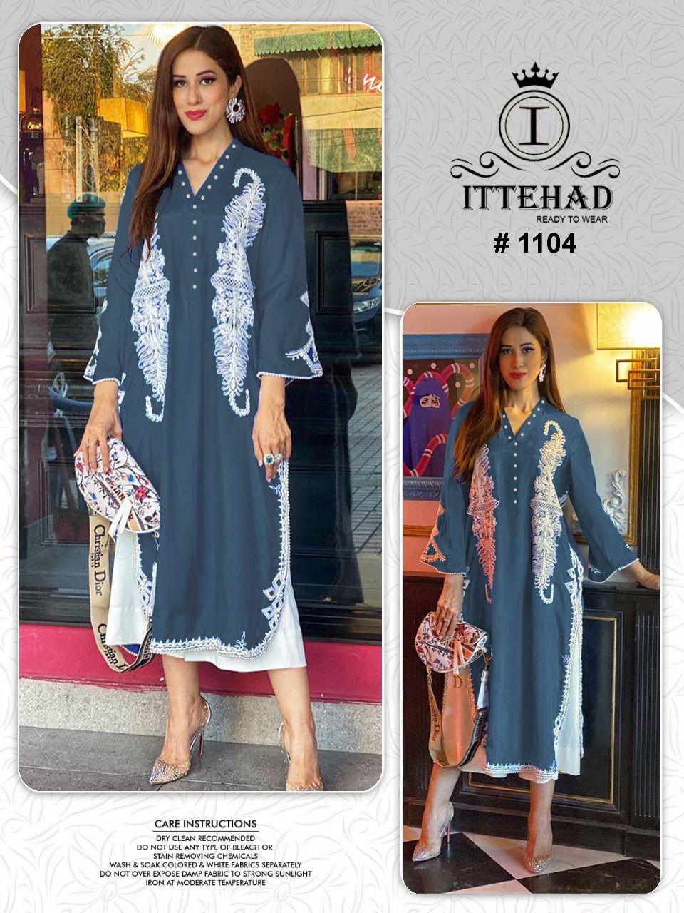 ITTEHAD 1104 SKY BLUE READYMADE TUNIC COLLECTION