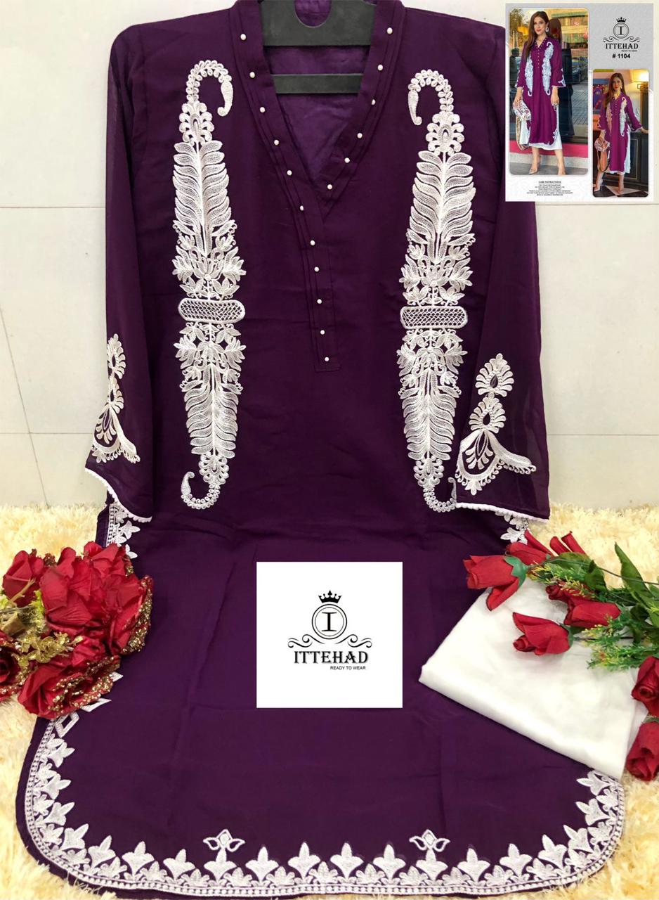 ITTEHAD 1104 WINE READYMADE TUNIC COLLECTION