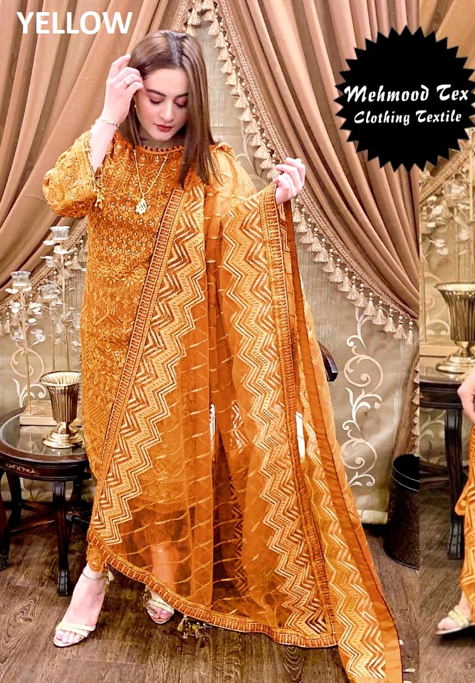 MEHMOOD TEX M 01 YELLOW SALWAR KAMEEZ WHOLESALER