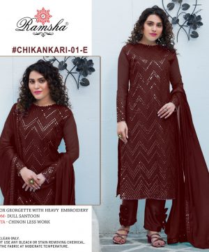 RAMSHA 01 E CHIKANKARI PAKISTANI SALWAR KAMEEZ WHOLESALER