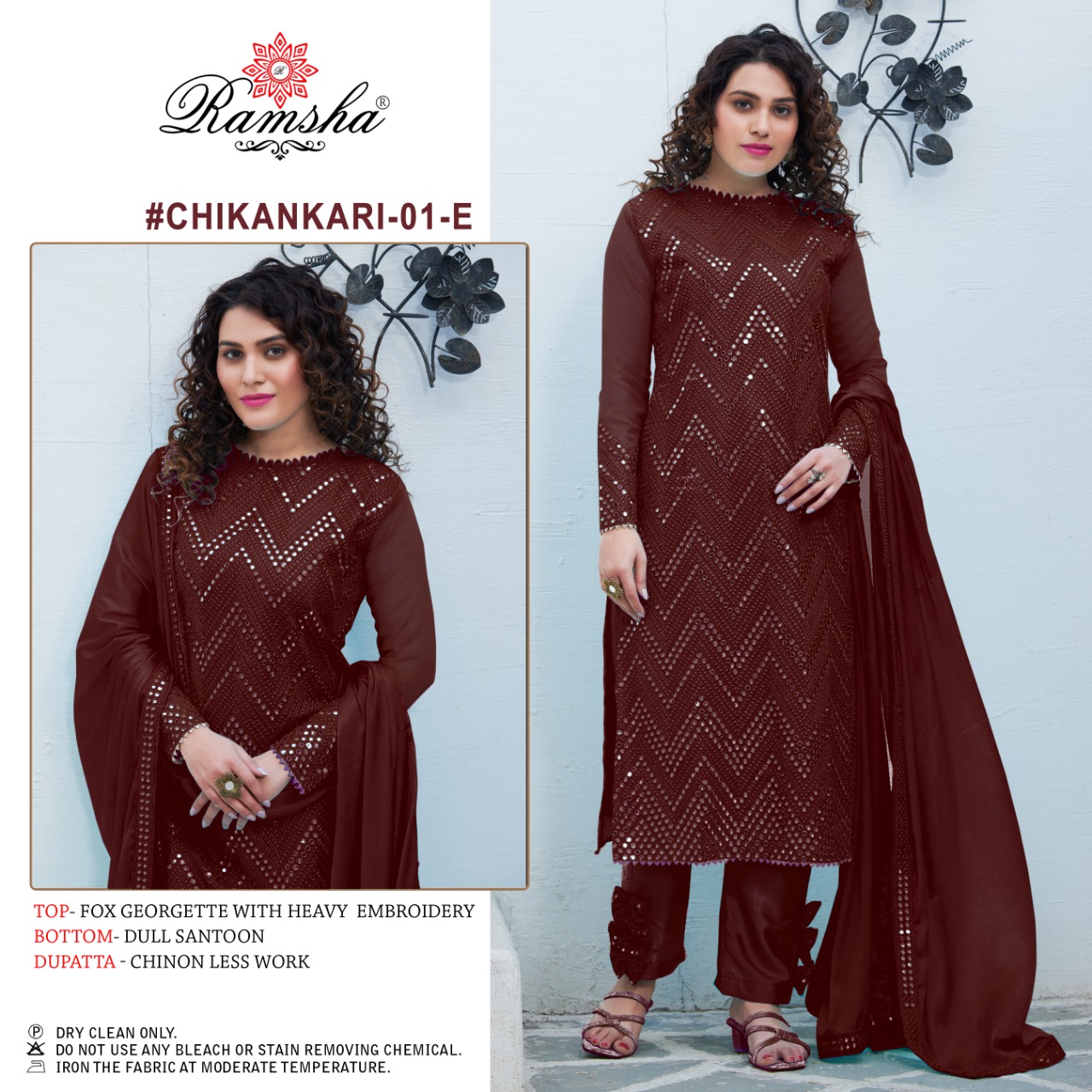 RAMSHA 01 E CHIKANKARI PAKISTANI SALWAR KAMEEZ WHOLESALER