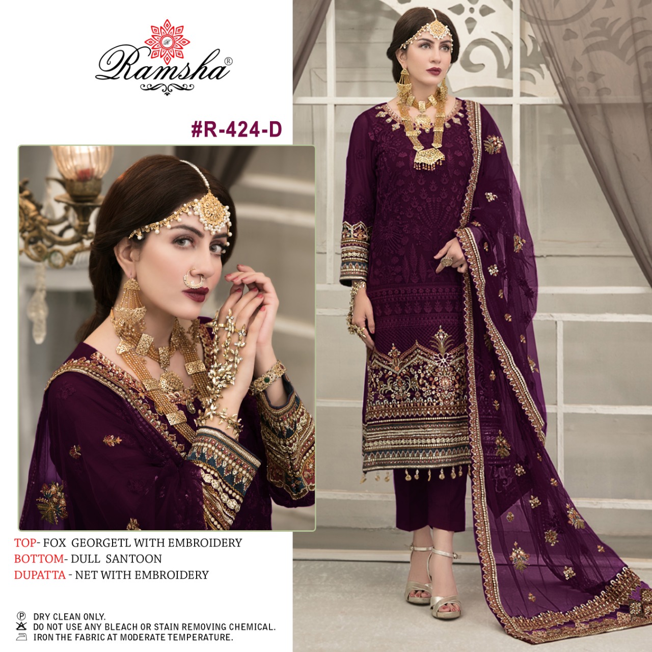 RAMSHA 424 D PAKISTANI SALWAR KAMEEZ WHOLESALER