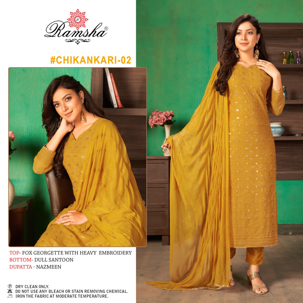 RAMSHA CHIKANKARI 02 SALWAR KAMEEZ WHOLESALER