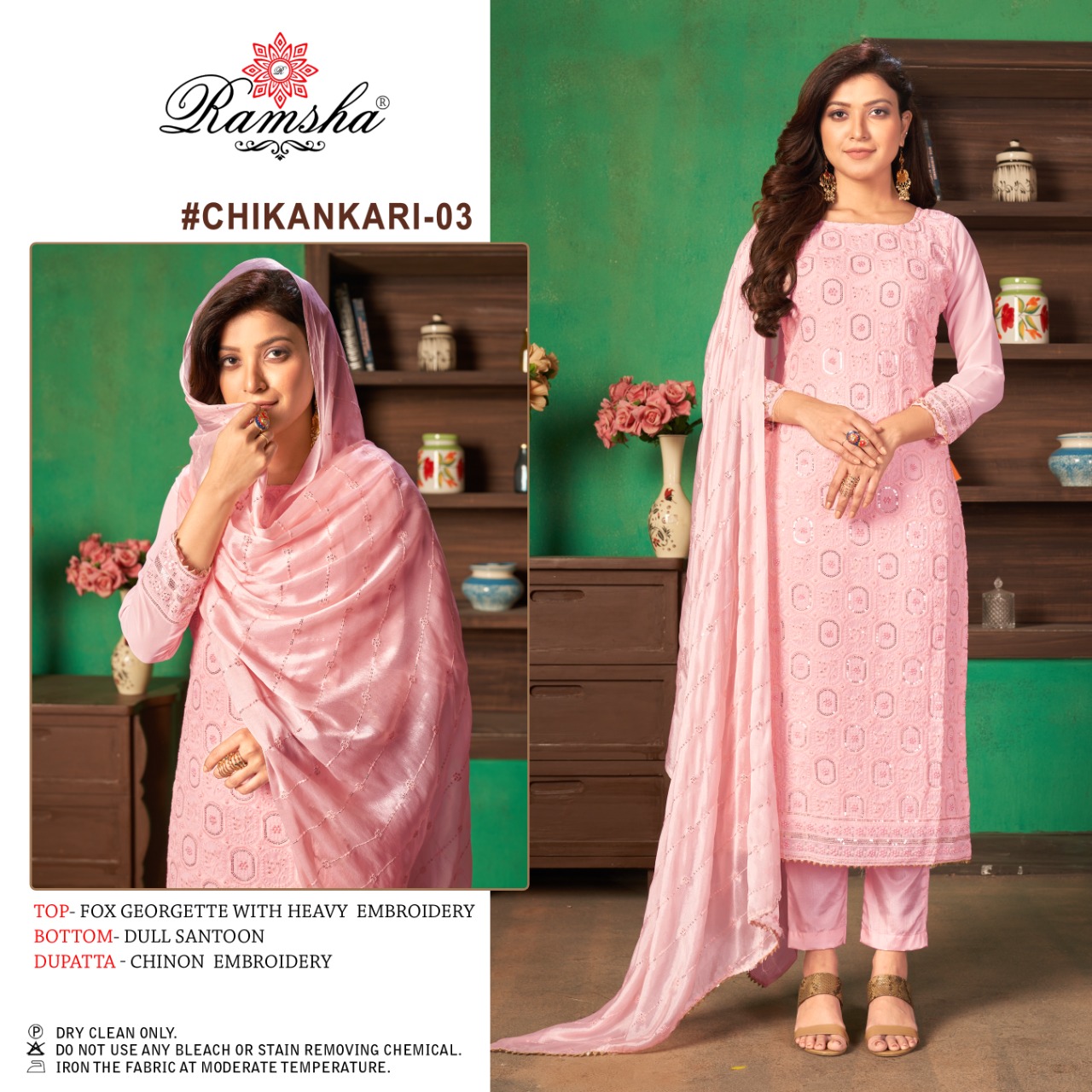 RAMSHA CHIKANKARI 03 SALWAR KAMEEZ WHOLESALER