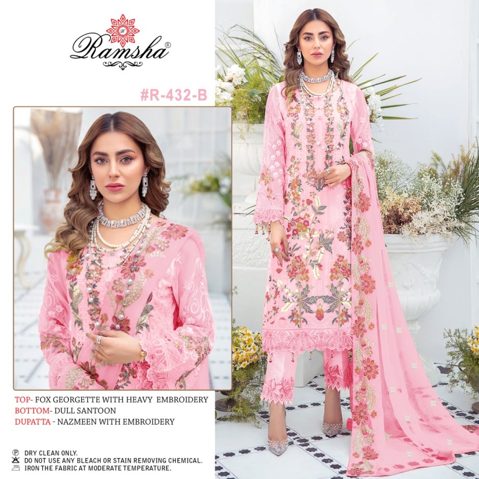 RAMSHA R 432 B PAKISTANI SALWAR KAMEEZ WHOLESALER