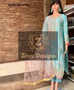 ZIAAZ DESIGNS NOOR SKY SATIN SALWAR KAMEEZ WHOLESALER