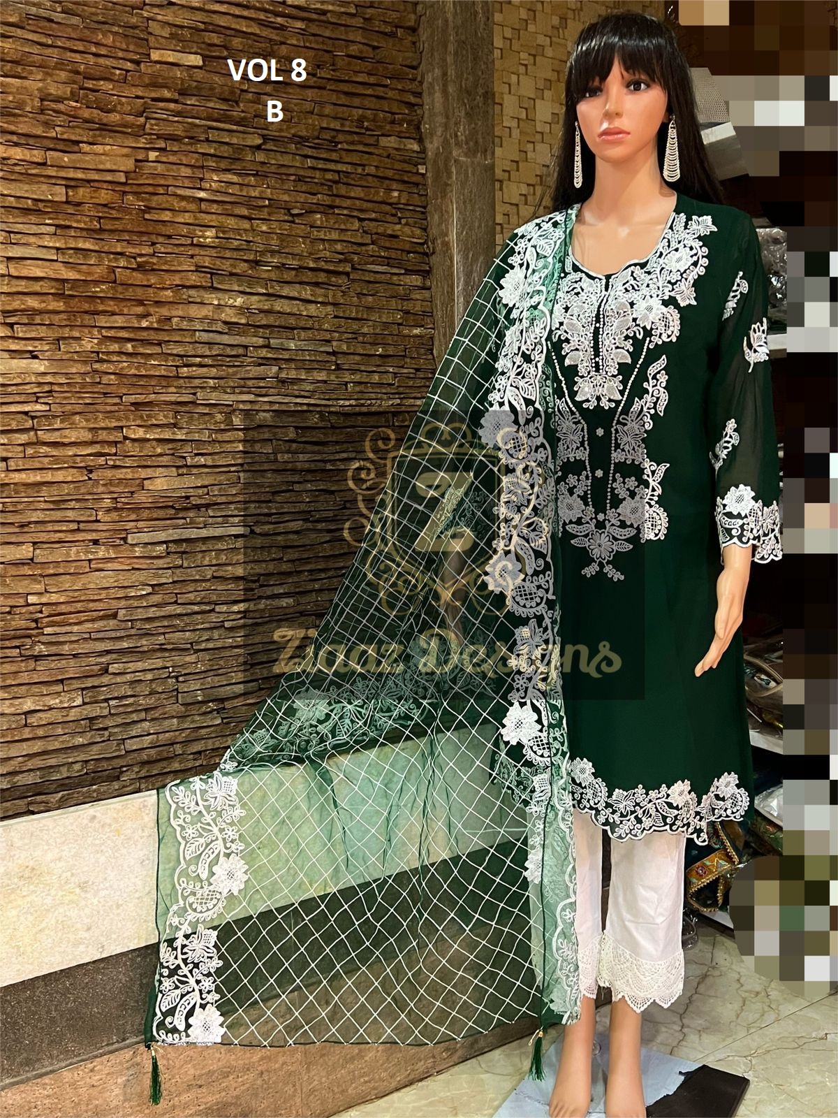 ZIAAZ DESIGNS VOL 8 B GREEN READYMADE COLLECTION