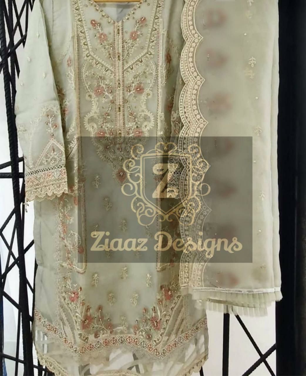 ZIAAZ NOOR LIGHT GREEN PAKISTANI SALWAR KAMEEZ WHOLESALER